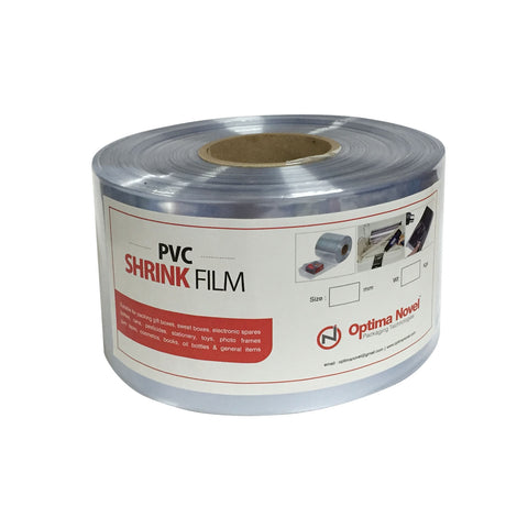 optimanovel  PVC Heat Shrink wrap Tube ™  140 mm x 30 microns -550 mtrs - Optimanovel Packaging Technologies